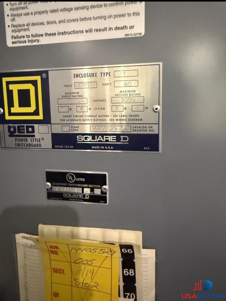 DataAire/Liebert CRAC Equipment & Square D QED 3000A Switchgear